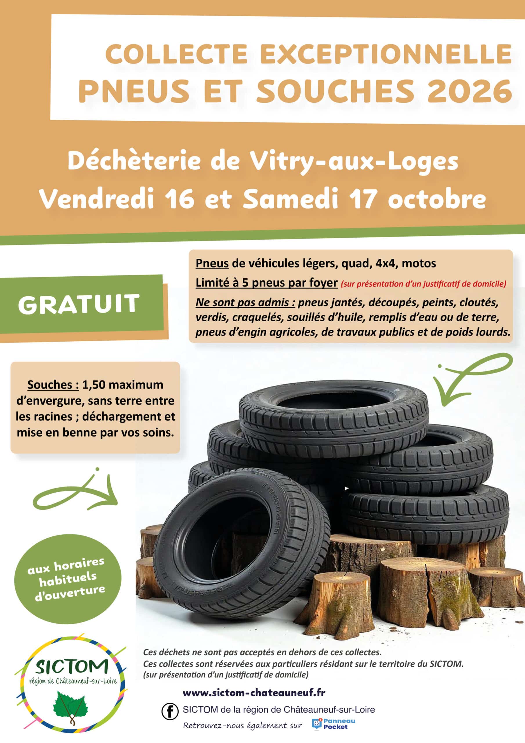 affiche collecte pneus et souches - octobre 206